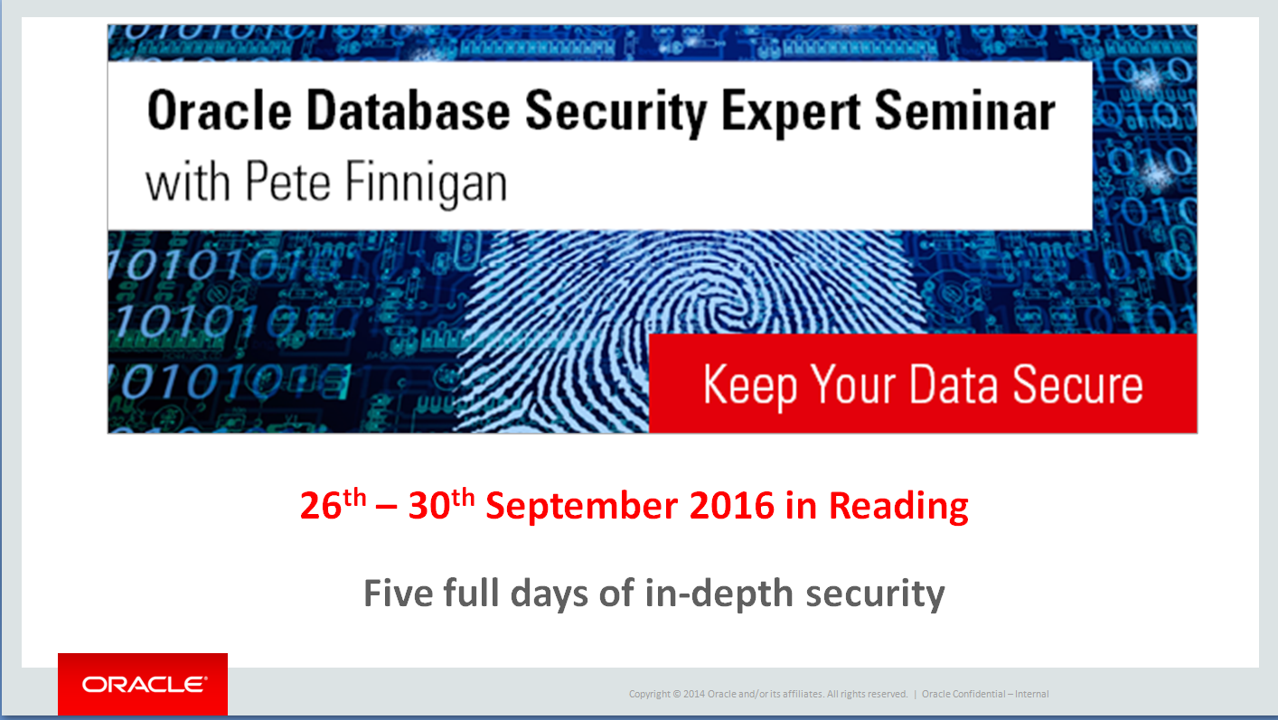 Oracle Security Expert Summit Reading
