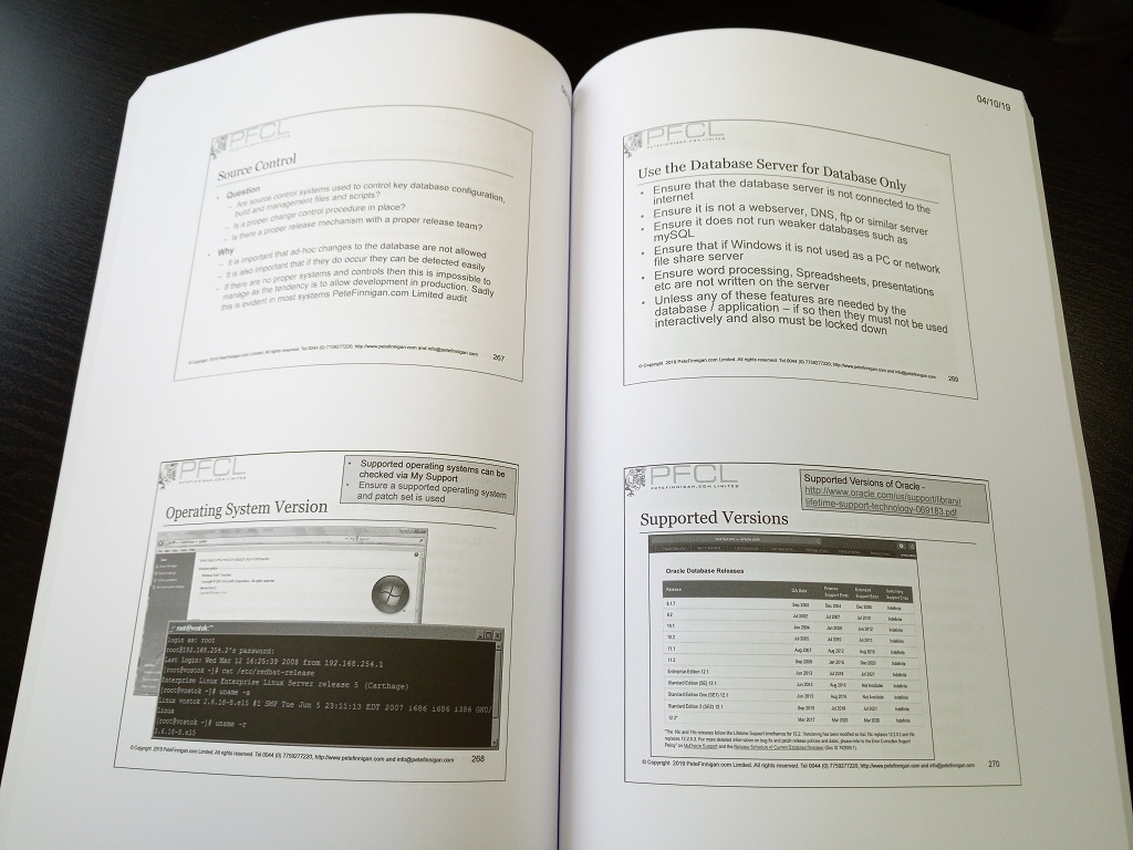 Printed manuals for How to Perform a Security Audit of an Oracle Database class October 2019